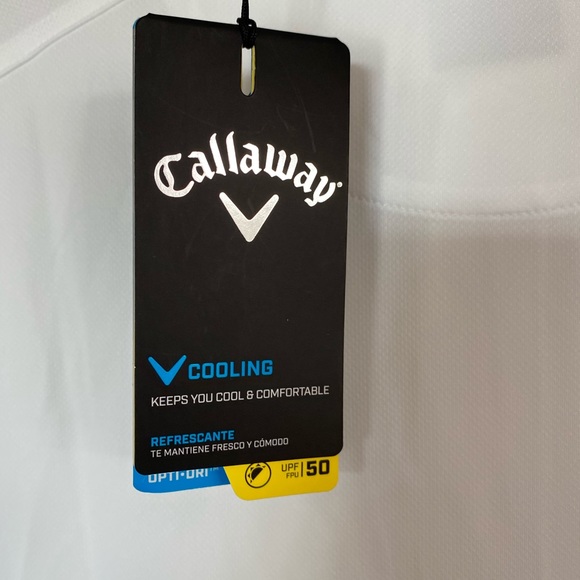 Callaway Bright White Golf Polo with Logo and Tags - Picture 4 of 5